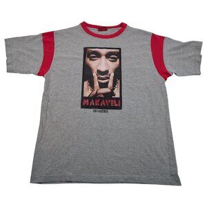 Vintage Makaveli Brand Tupac 2Pac Shirt 00s Y2K Gray Ringer Sz Tag‎ XL (Fit L)